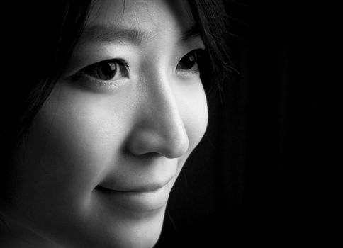 Beautiful eyes and sweet smile of Asian young woman