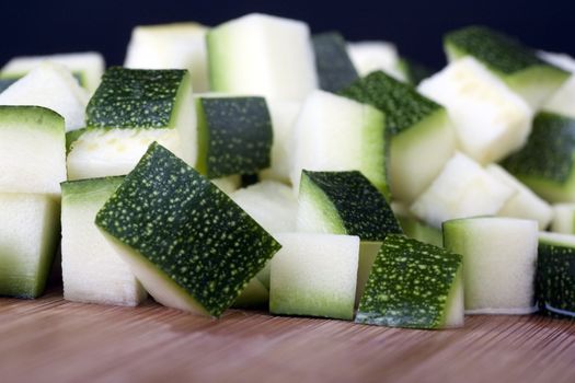 Macro photograph of chopped courgette