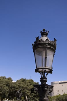 Old ornate street lamp in Barcelona Spain