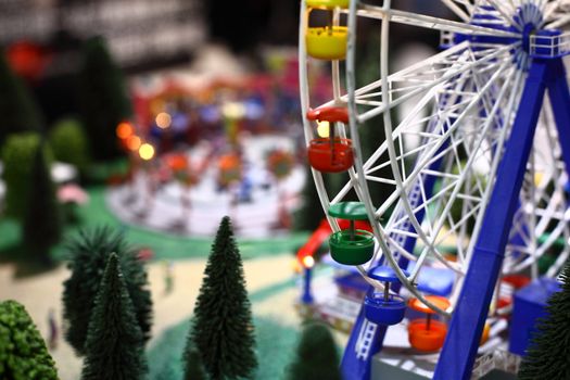 close up of a model erris wheel