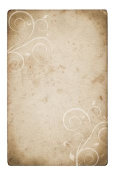 An isolated old grunge paper on a white background