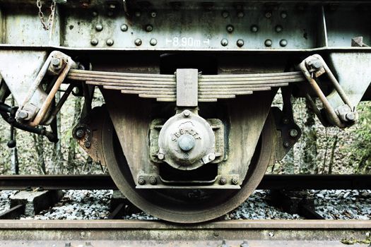 axles rusty train on a railway track