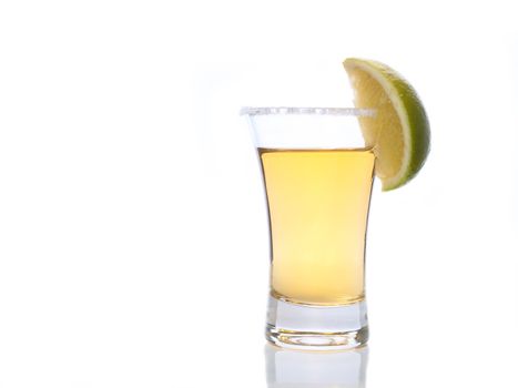 tequila shot with salt and lime