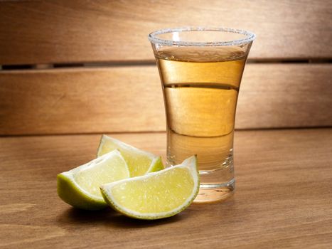 Shot of tequila and lime