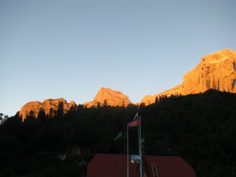 Mountains, rocks; a relief; a landscape; a hill; a panorama; caucasus; top; a slope