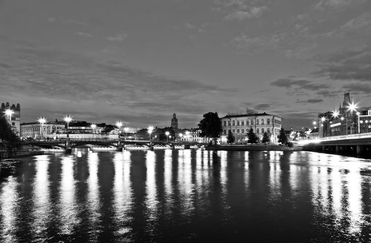 Night scene of the Stockholm City Sweden