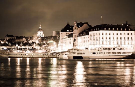 Night scene of the Stockholm City Sweden