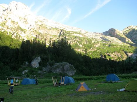 Mountains, rocks; a relief; a landscape; a hill; a panorama; caucasus; top; a slope