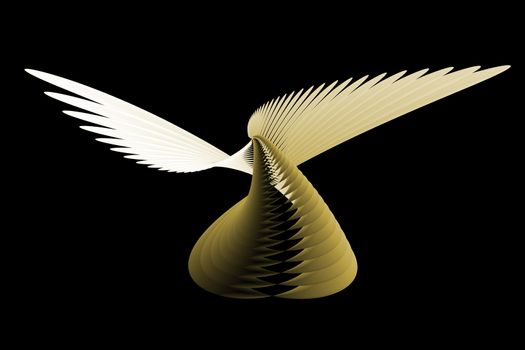 Abstract gold  angel, on the black backgrounds