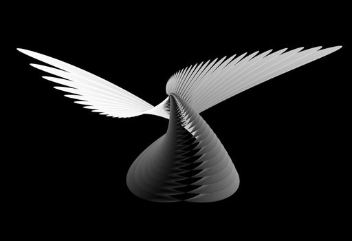 Abstract silver  angel, on the black backgrounds