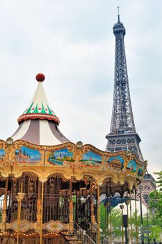 French old-fashioned style of carousel in Paris