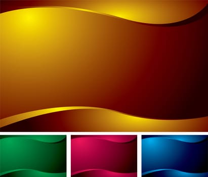 abstract colorful background with a wave effect in four color variations