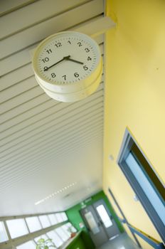 hospital corridor with watch, focus on foreground