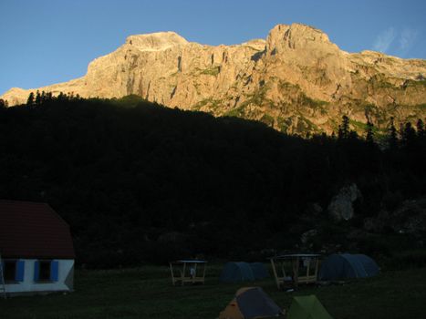 Mountains, rocks; a relief; a landscape; a hill; a panorama; caucasus; top; a slope