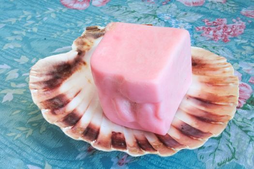 Hand made natural soap in a shall