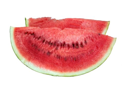 Two slices watermelon isolated over white background