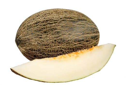 Fresh ripe melon isolated over white background