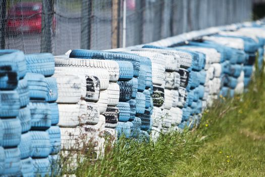 Tires as a fence at a Racing Arena