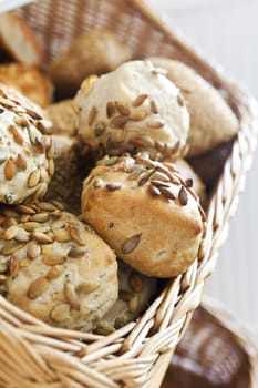 Close up of a basket of bread