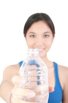 girl hold bottle of pure still drinking water nutrition facts