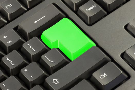 Keyboard with highlighted green enter button