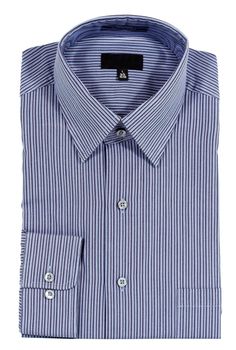 A Blue pinstriped dress shirt isolated over a white background