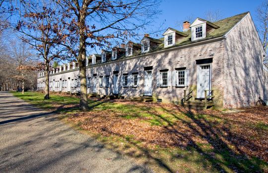 Old, restored row houses in Allaire Village, New Jersey. Allaire village was a bog iron industry town in New Jersey during the early 19th century. 