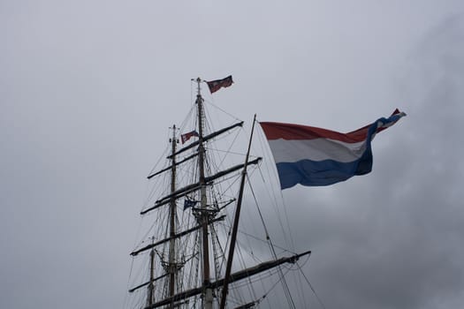 Dutch flag on huge tallship