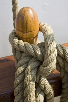 Rope on ship with large knot