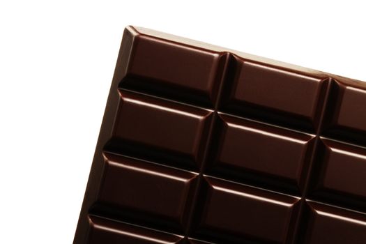 plain chocolate bar diagonal on white background