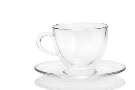 glass coffee cup on white background