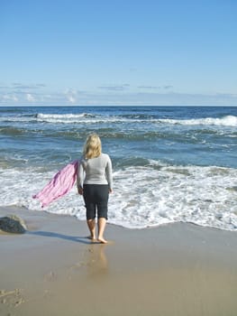 relax during walk near baltic sea