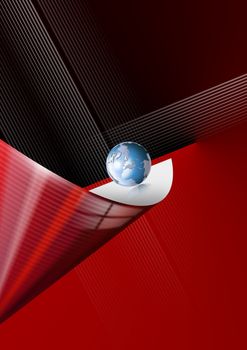 Background with globe and red and black abstract forms