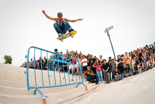 PÓVOA DE VARZIM, PORTUGAL - AUGUST 28: Paulo Franco "Chuva" during the 2nd Stage of the National Skateboarding Circuit '09/10 on July 12, 2010 in Póvoa de Varzim, Portugal. Winner of the Best Trick Challenge.