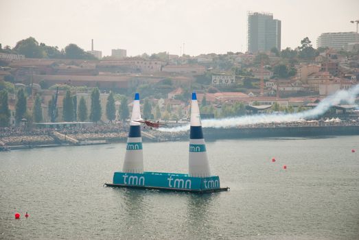 PORTO, PORTUGAL - SEPTEMBER 7: Nicolas Ivanoff (FRA) during the Red Bull Air Race event on September 12, 2009 in Porto, Portugal.