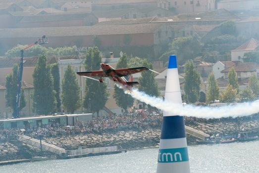 PORTO, PORTUGAL - SEPTEMBER 7: Nicolas Ivanoff (FRA) during the Red Bull Air Race event on September 12, 2009 in Porto, Portugal.