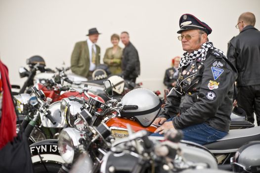 The biker on the vintage motorcycle, taken on September 2011 on Goodwood revial in UK