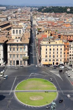 view of panorama Rome, Italy, skyline from Vittorio Emanuele, Piazza Venezia