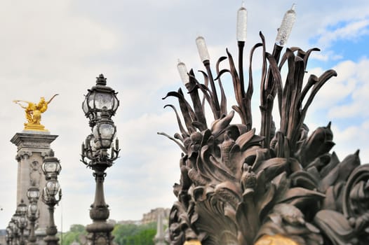 Decoration of the bridge, with figure of Pegasus and lampposts