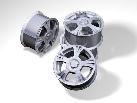 Four big alloy wheels without any brand