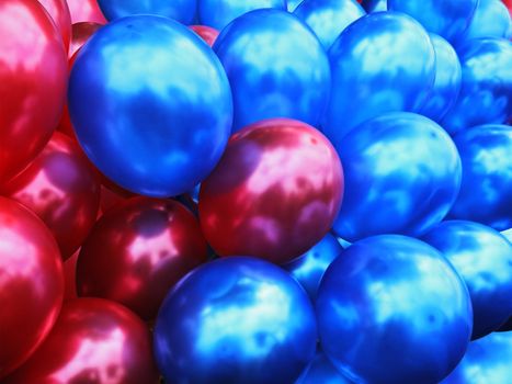 Background from brilliant balloons of red colour