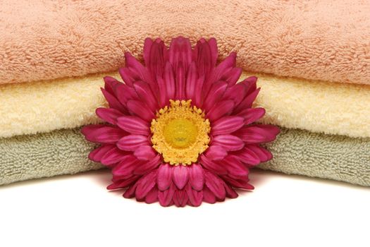 Stack of colorful spa towels