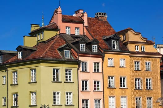Houses in the Old Town of Warsaw, Poland.