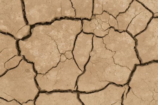 Cracks on ground induced by dry weather