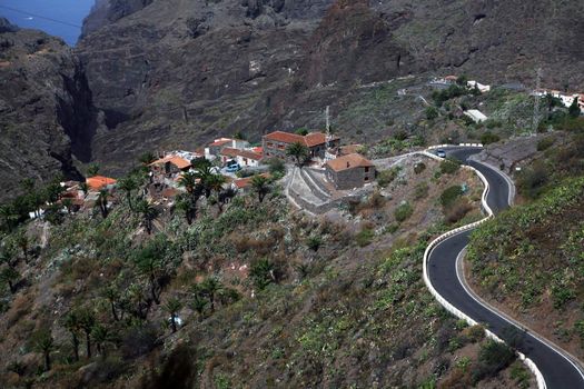 Road through the hills on  the Canary Islands