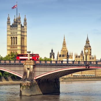 Houses of Parliament and Lambert Bridge.