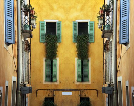 Nice mediterranean house facades with different colours