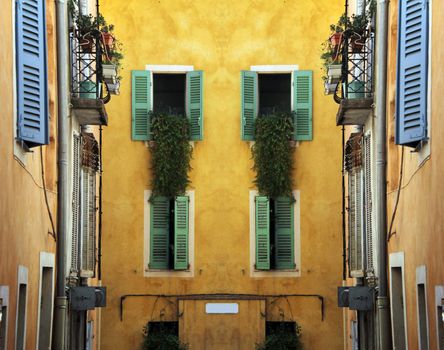 Nice mediterranean house facades with different colours