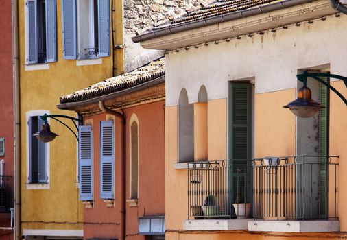 Nice mediterranean house facades with different colours