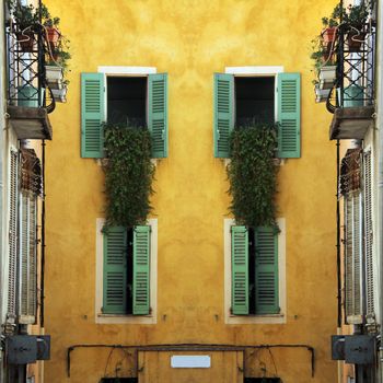 Nice mediterranean house facades with different colours